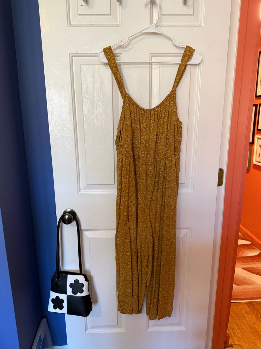 Madewell Mustard Floral-Print Wide-Leg Jumpsuit
